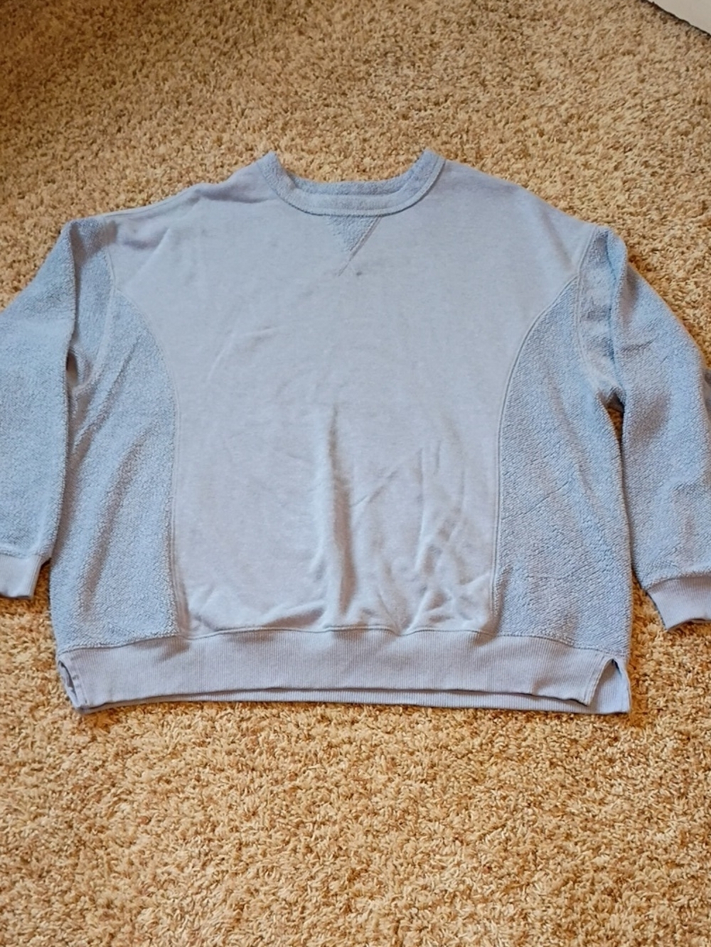 aerie Light Blue Women's Crewneck Sweatshirt with Textured Panels